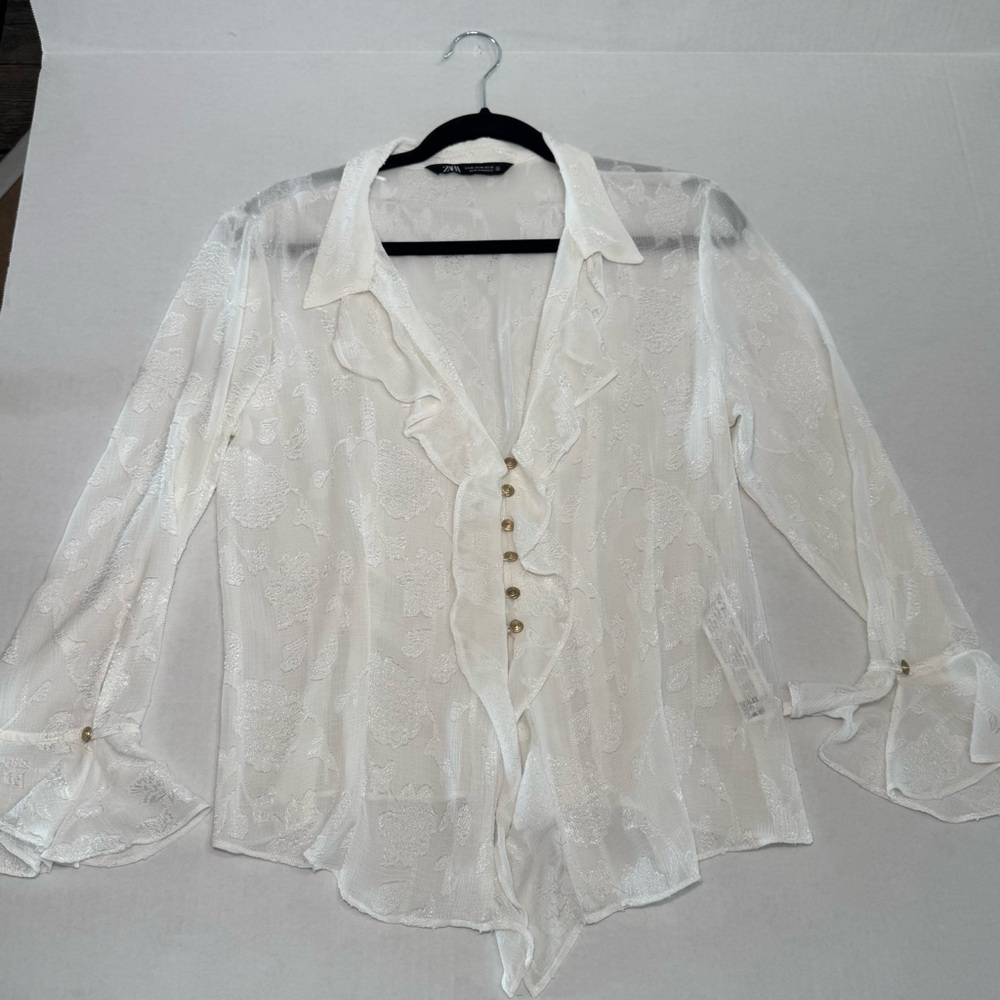 Zara Cream Textured Blouse